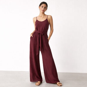 Women's Anthropologie Urban Outfitters Brown Gauze Relaxed Jumpsuit | Size XXS